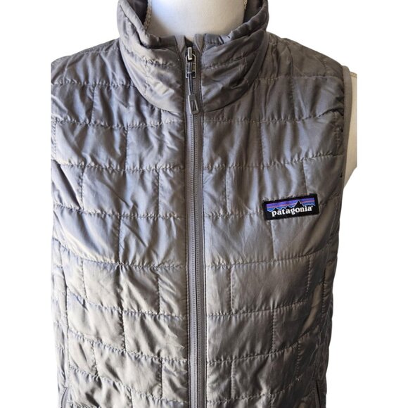 PATAGONIA Women's Size Small Nano Puff Lined Vest Primaloft Feather Grey Zip Up - Picture 2 of 12